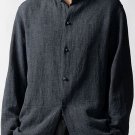 Men's Solid Color Long Sleeve Casual Linen Shirt