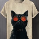 Men's Sunglasses Cool Cat Graphic Print Short Sleeve T-Shirt