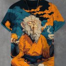 Men's Meditation Monkey Tasting Tea Art Print T-Shirt
