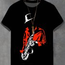 Men's Retro Art Saxophone Music Print Casual T-Shirt