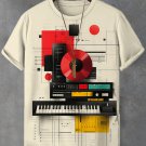 Men's Proud Contrast Color Jazz Music Geometry Art Print T-Shirt