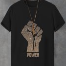 Men's Black Power Fist Graphic Print Casual T-Shirt