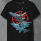 Men's Whale Jumps Up in Japanese Art Print Casual T-Shirt