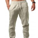 Men's Solid Color Drawstring Linen Loose Sporty Pants