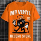 Men's Mr Vinyl Record Store Print Cotton Casual T-Shirt
