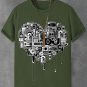 Men's Vintage Heart Pattern Music Art Print Cotton Casual T-Shirt