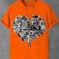 Men's Vintage Heart Pattern Music Art Print Cotton Casual T-Shirt