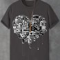 Men's Vintage Heart Pattern Music Art Print Cotton Casual T-Shirt