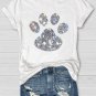 Women's Rhinestone Animal Dog Paw Print Casual T-Shirt