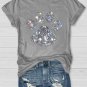 Women's Rhinestone Animal Dog Paw Print Casual T-Shirt