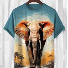 Men's African Elephant Art Print Casual T-Shirt