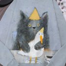Women's Cat With A Duck On A Plate Art Print Long Sleeve T-Shirt