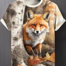 Men's Autumn Woodland Fox Falling Leaves Art Print T-Shirt
