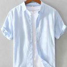 Men's Solid Color Turndown Collar Short Sleeve Linen Shirt