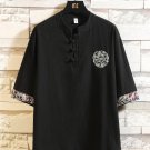 Men's Retro Paisley Pattern Cotton And Linen Short Sleeve Shirt
