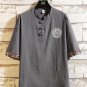 Men's Retro Paisley Pattern Cotton And Linen Short Sleeve Shirt
