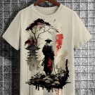 Men's Samurai Tower Tree Japanese Art Print Casual Short Sleeve T-Shirt