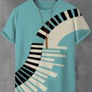 Men's Wave Piano Modern Color Matching Art Print T-Shirt