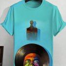 Men's Black Music Record Graphic Print Juneteenth Casual T-Shirt