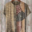 Men's Retro 3D African Wood Grain Totem Print Short Sleeve Casual T-Shirt