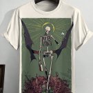 Men's Evil Holy Halo Skeleton Skull Bat Wing Illustration Art Print T-Shirt