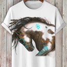 Men's Retro Western Horse Graphic Print Casual T-Shirt