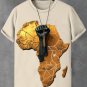 Men's African Map Black Fist Three-Dimensional Print Cotton Casual T-Shirt
