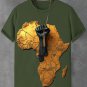 Men's African Map Black Fist Three-Dimensional Print Cotton Casual T-Shirt