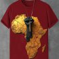 Men's African Map Black Fist Three-Dimensional Print Cotton Casual T-Shirt
