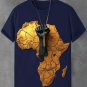Men's African Map Black Fist Three-Dimensional Print Cotton Casual T-Shirt