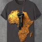 Men's African Map Black Fist Three-Dimensional Print Cotton Casual T-Shirt