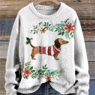 Women's Christmas Floral Dachshund Print Sweatshirt ?
