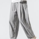 Men's Plain Loose Straight Leg Cotton And Linen Casual Pants