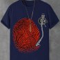 Men's Retro Fingerprint Record Print Cotton Casual T-Shirt