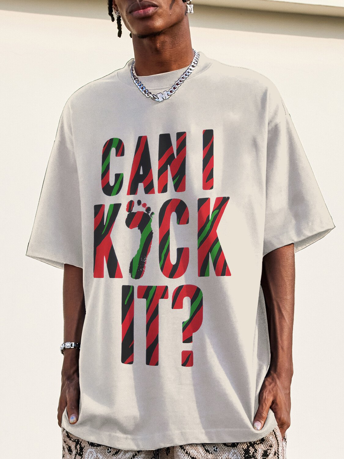 Men's Called Quest Hip-hop Can I Kick It Print Cotton Casual T-Shirt