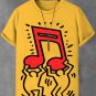 Men's Man Holding Musical Note Print Cotton Casual T-Shirt