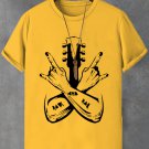 Men's Rock And Roll Guitar Graphic Print Cotton Casual T-Shirt