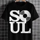 Men's Retro Soul Record Graphic Print Cotton Casual T-Shirt