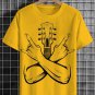 Men's Rock And Roll Abstract Guitar Graphic Print Cotton Casual T-Shirt