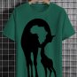 Men's Retro Cute Giraffe Africa Map Silhouette Print Cotton Casual T-Shirt