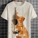Men's Guitar Shattering Art Print Cotton Casual T-Shirt