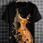 Men's Guitar Shattering Art Print Cotton Casual T-Shirt