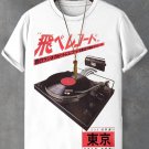 Men's Retro Japanese Tokyo Music Record Art Print Cotton Casual T-Shirt