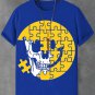 Men's Skull Smiley Face Puzzle Print Cotton Casual T-Shirt