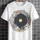 Men's Skeleton Shark Crocodile Surfing Print Cotton Casual T-Shirt