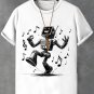 Men's Happy Singing Robot Print Cotton Casual T-Shirt