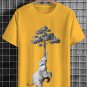 Men's Tree Elephant Art Print Cotton Casual T-Shirt