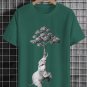 Men's Tree Elephant Art Print Cotton Casual T-Shirt