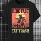 Men's Racoon Riding Horse Ride Fast Eat Trash Graphic Print Cotton Casual T-Shirt