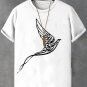 Men's Peace Dove Calligraphy Art Print Cotton Casual T-Shirt